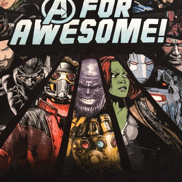 Men's Marvel Avengers Infinity War A is for Awesome Black T-Shirt Boys Size Med - Picture 4 of 7